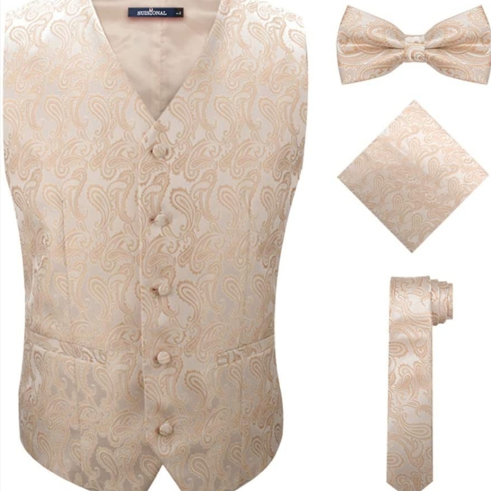 4 piece gold paisley suit vest